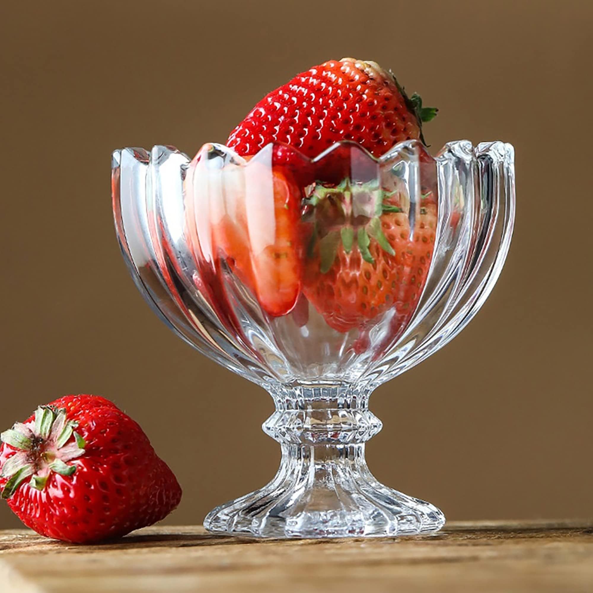 MARTVIA 300ML Ice Cream Glasses Cups Dishes for Desserts, Milkshake,Fruit and Pudding Glass Serving Bowls, Perfect for Home, Restaurants and Parties Dishwasher Safe (American Cups, Set of 6)