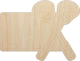 LAX Lacrosse Crossed Sticks Unfinished Wood Shape Piece Cutout for DIY Craft Projects - 1/8 Inch Thick - 4.70 Inch Size