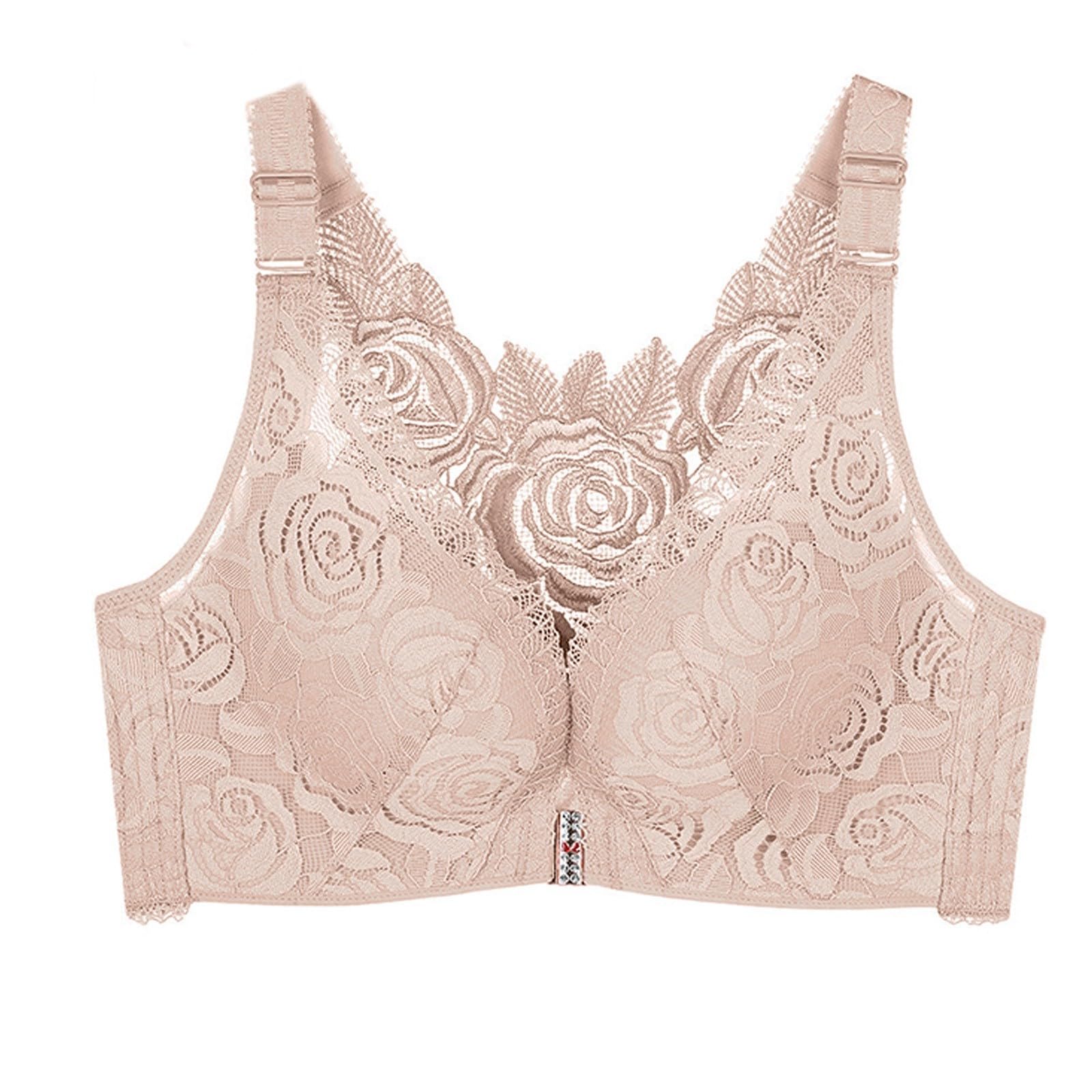 Comfort Rose Bra, with Back Support Push Up Plus Size,Seamless Front Closure Lace Butterfly Bras