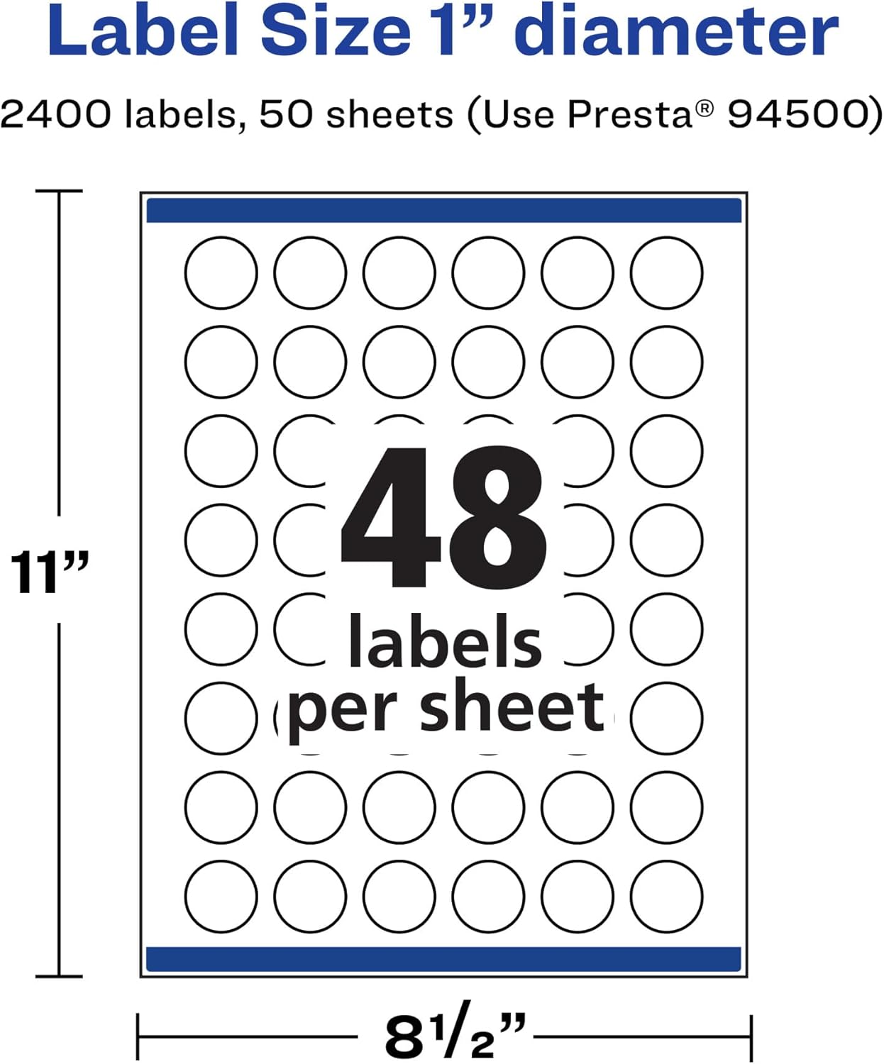 Avery Matte White Round Labels, Sure Feed Technology, 1" Diameter, 2,400 Matte White Printable Labels