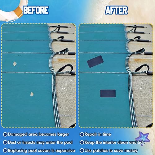 Miniatura 5 de Treela Kit de parche de cubierta de seguridad para piscina, kit de reparación de parches de cubierta de piscina, kit de reparación de parche azul
