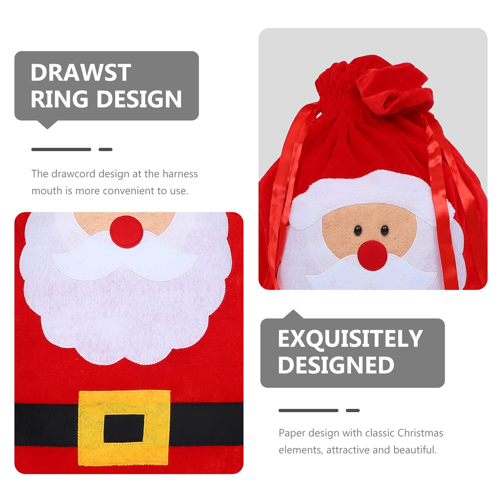 FRCOLOR 3 Piezas Bolsa de Navidad adornos Día festivo bolsa de arpillera de papá noel christmas bag bolsas navideñas bolso de lazo de Bolsa para envolver dulces Paño