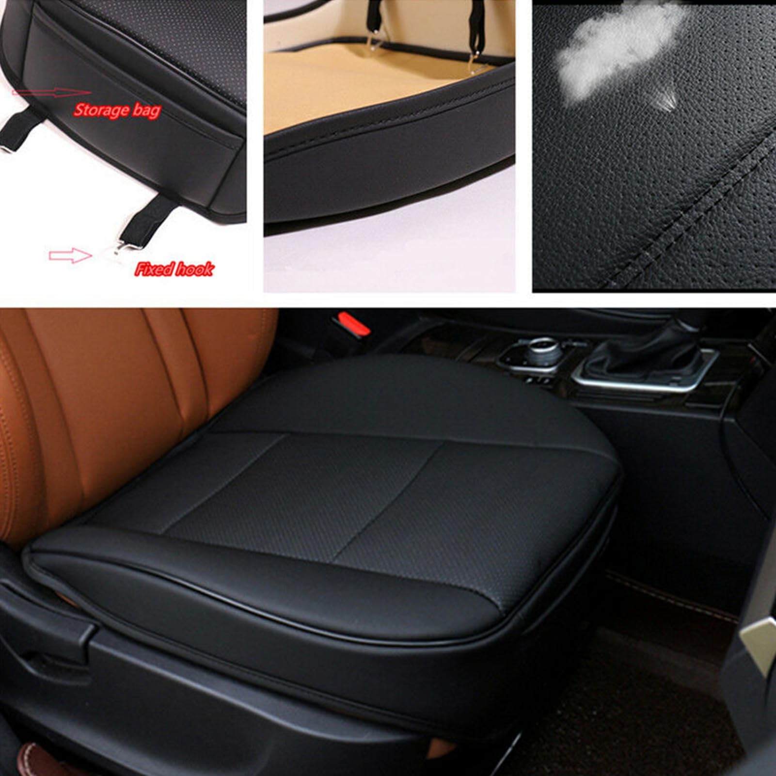 Coprisedile Anteriore in Pelle PU Impermeabile per Auto SUV Berlina 4 Porte (Nero)
