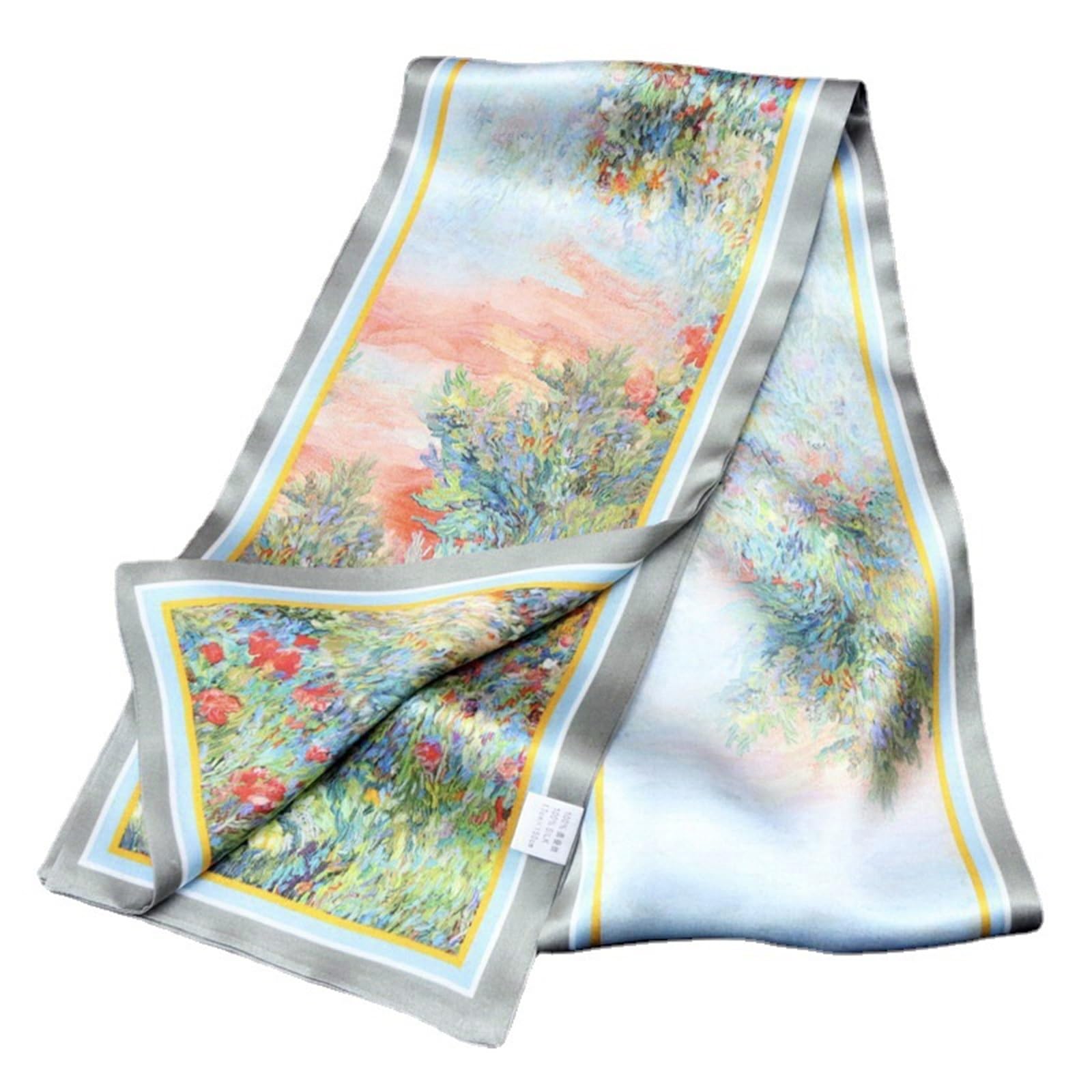 Sciarpa di Seta Sciarpa di seta con temperamento stile pittura a olio primaverile Sciarpa al collo svolazzante Sciarpa lunga di seta Sciarpe di Seta da Donna