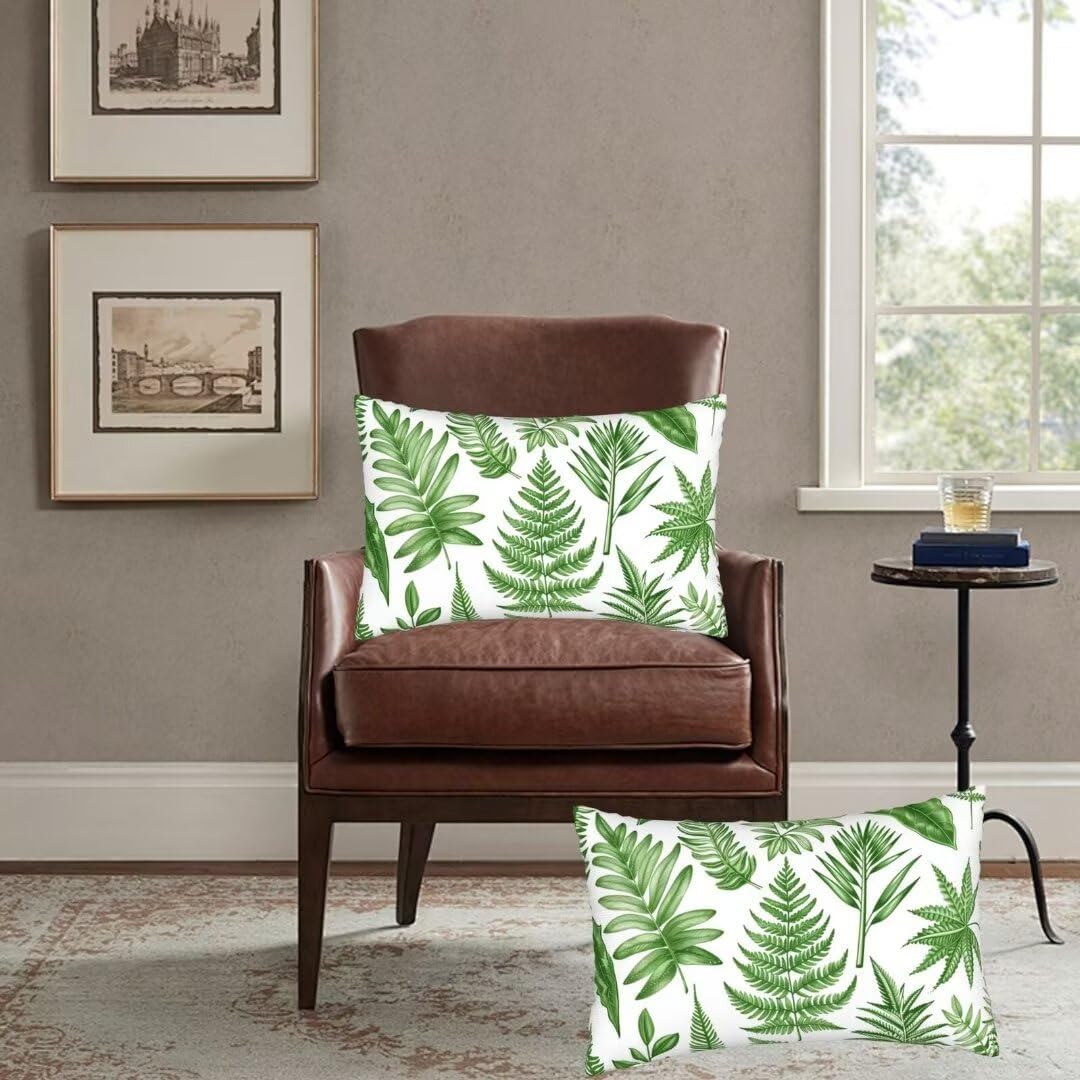 Throw Pillow Covers 28x35 Inch Pillow Covers Set of 2 Couch Pillows for Living Room, White Throw Pillows, Soft Accent Pillows Rectangular Decorative Pillows for Bed Sofa Farmhouse Decor, Green J48