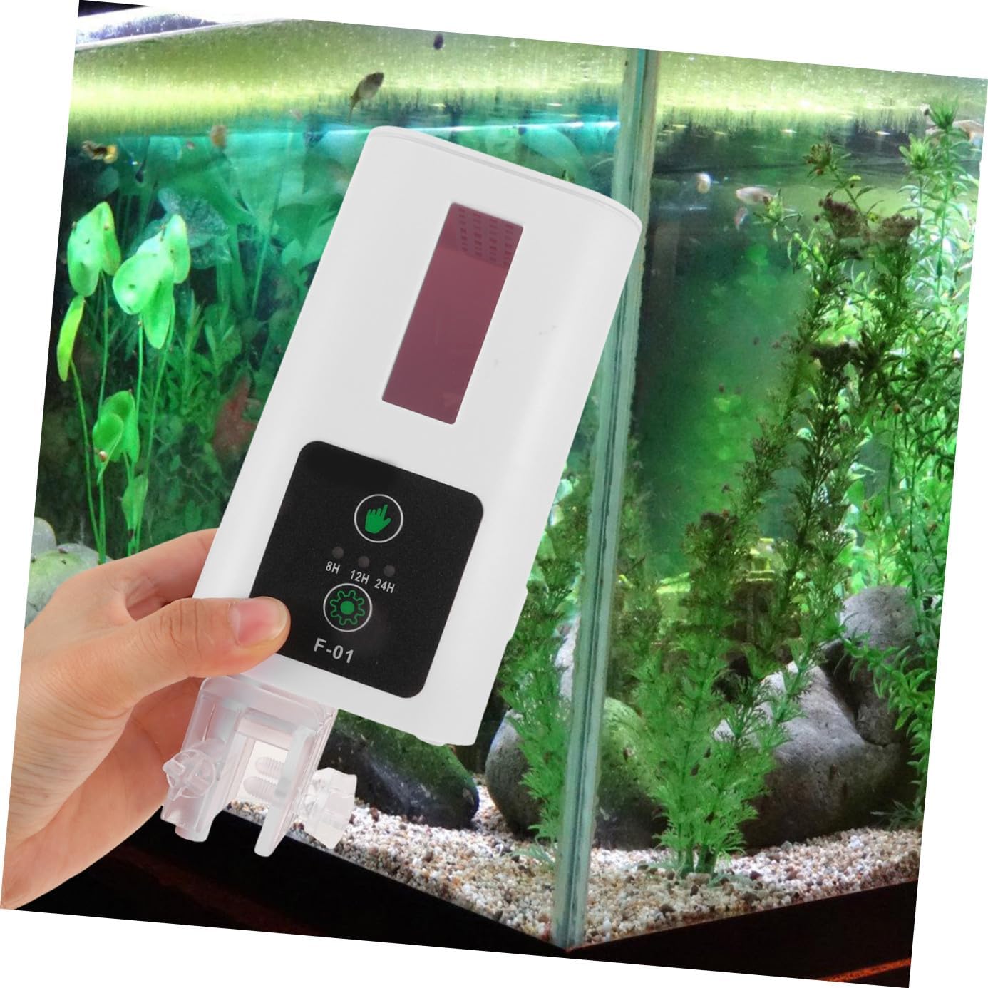 Happyyami Automatic Fish Tank Feeder with Timer for Aquarium and Turtle Feeding Portable Aquarium Accessories Fish Feeder Tool