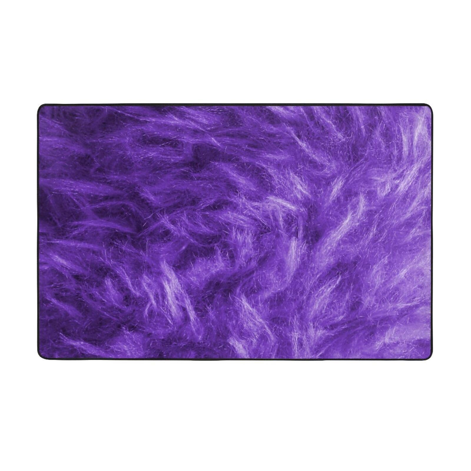 Tapis en peluche douce violet 150x100 cm pour une décoration raffinée de salon et chambre