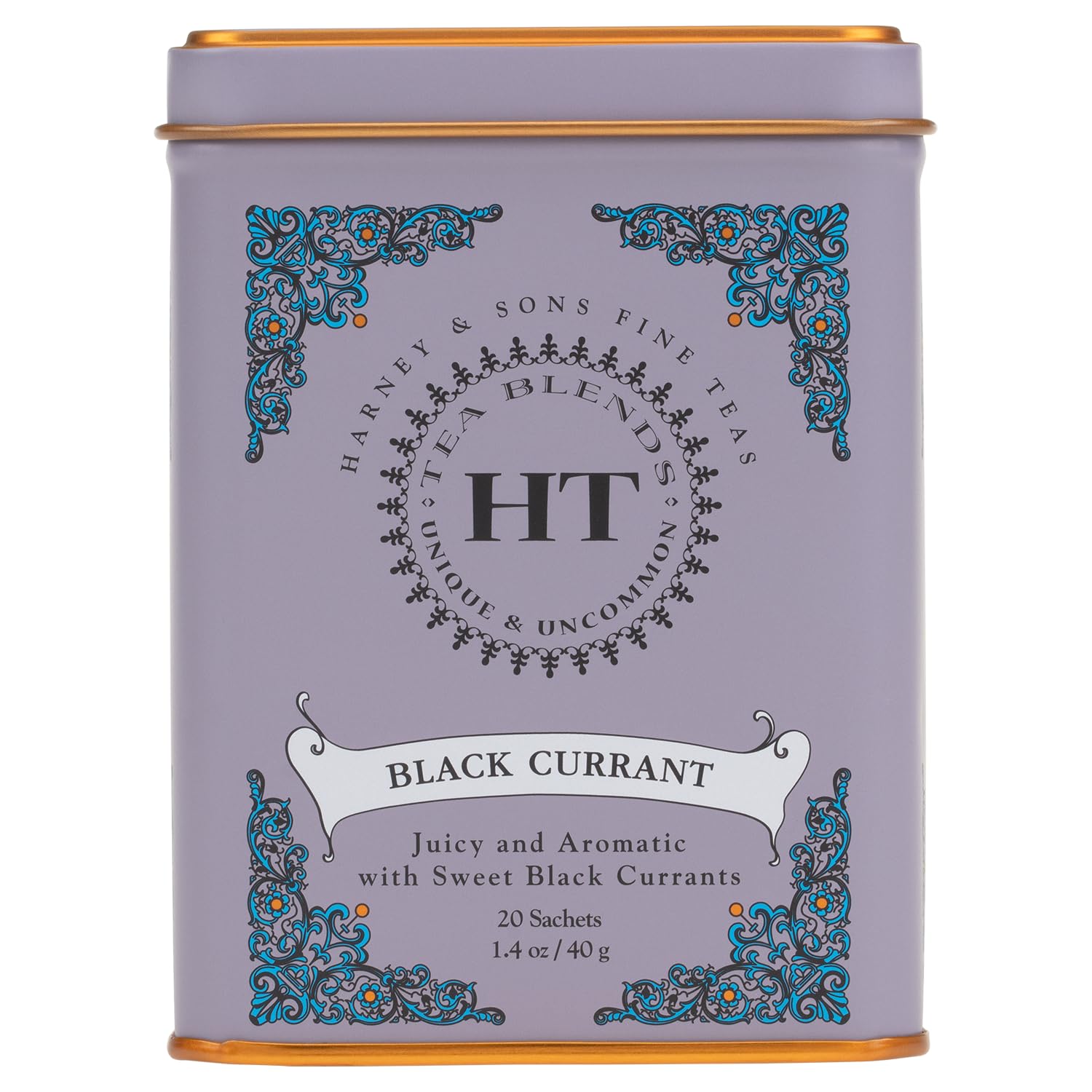Harney & Sons Caffeinated Tea Tin Sachets, Black Currant, 20 Count