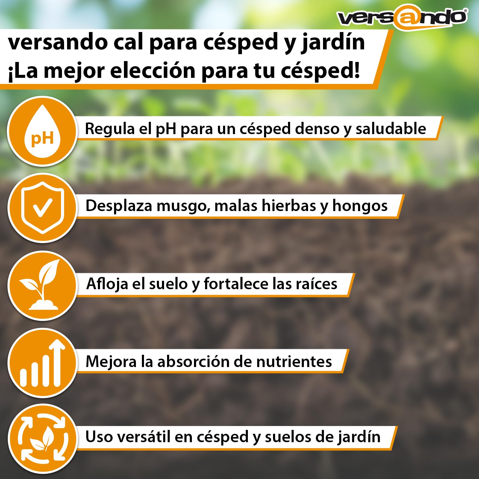 versando 30kg cal césped & cal jardín hasta 750m²: suprime musgo malas | hierbas hongos promueve el desarrollo del suelo y raíces ideal para céspedes con efecto a largo plazo