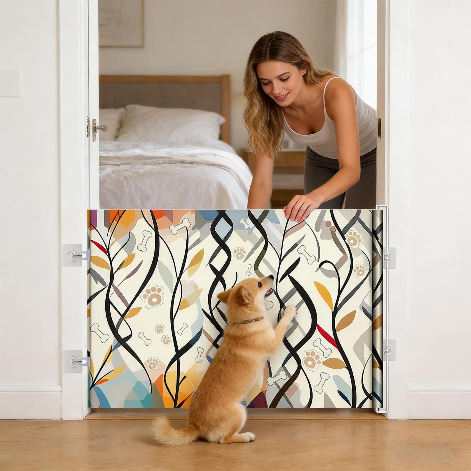 Cancello per cani per scale, interno Senza fori e recinzione estensibile