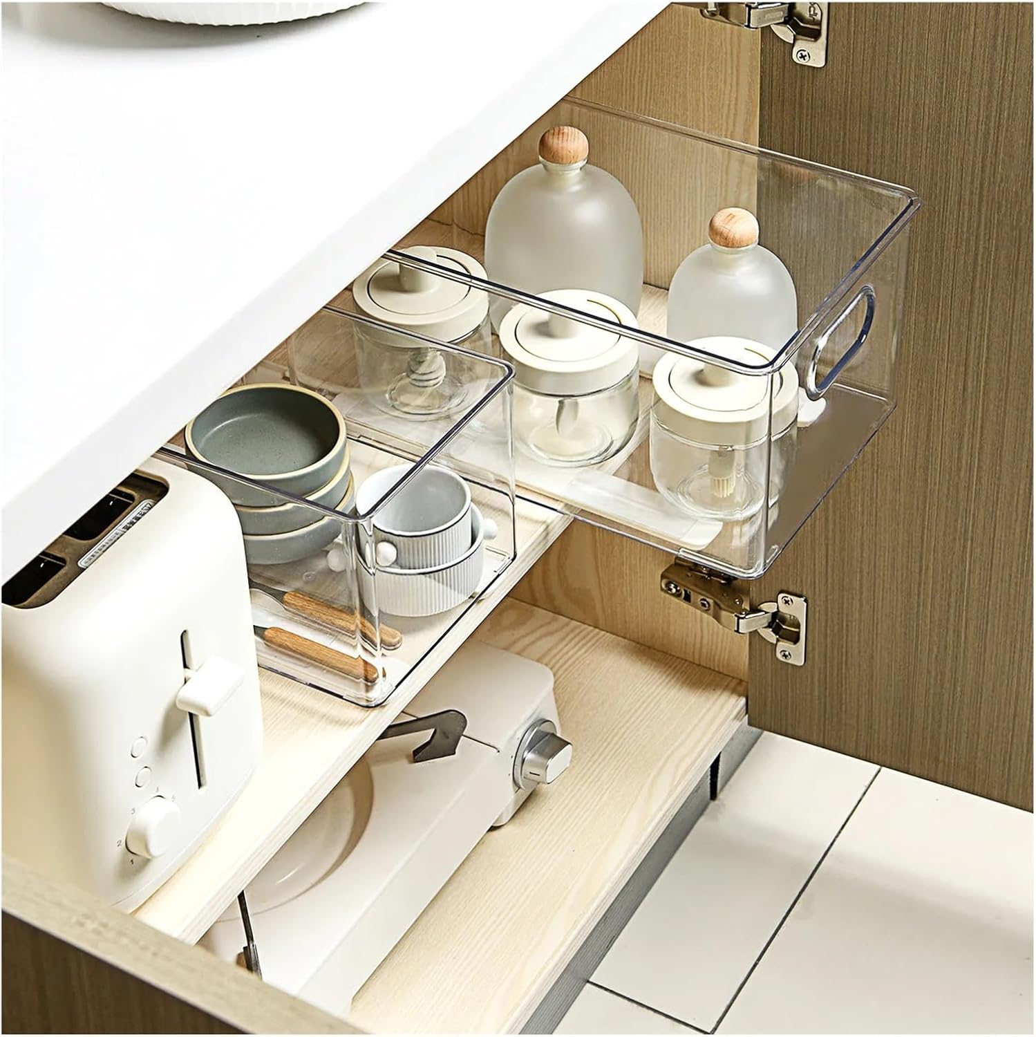 Full Extension Drawer Slides 4pcs Self Adhesive Drawer Track for Cabinets Cupboards Storage Box