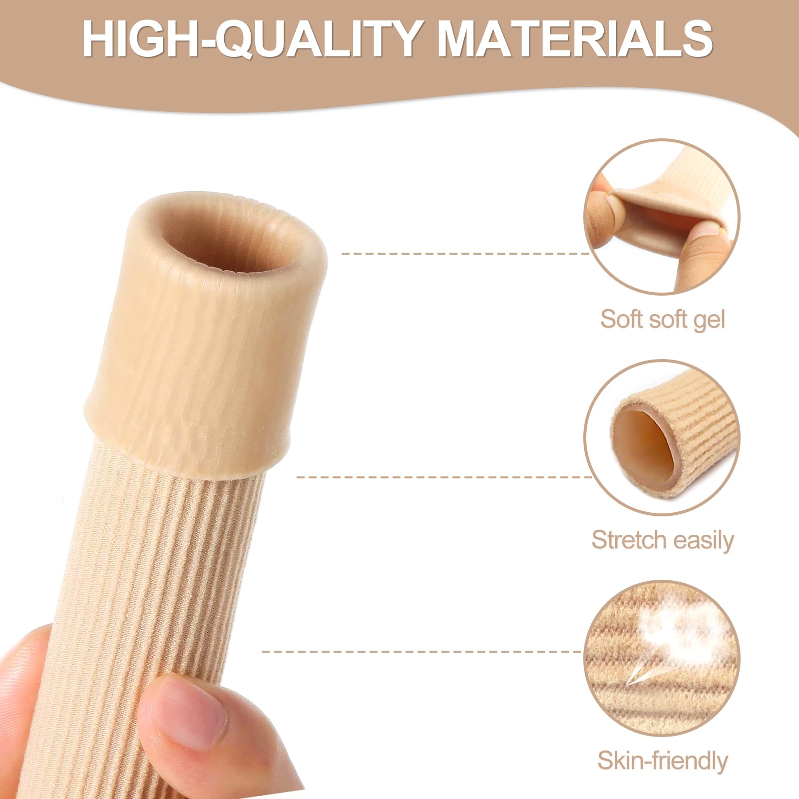 Protector Dedos Pie, 5 Piezas Protector Dedos Pie de Silicona Cortables, 15cm 3 Tamaños Tubos de Silicona para Los Dedos, para Callos Ampollas Callosidades Dedos de Pies y Manos