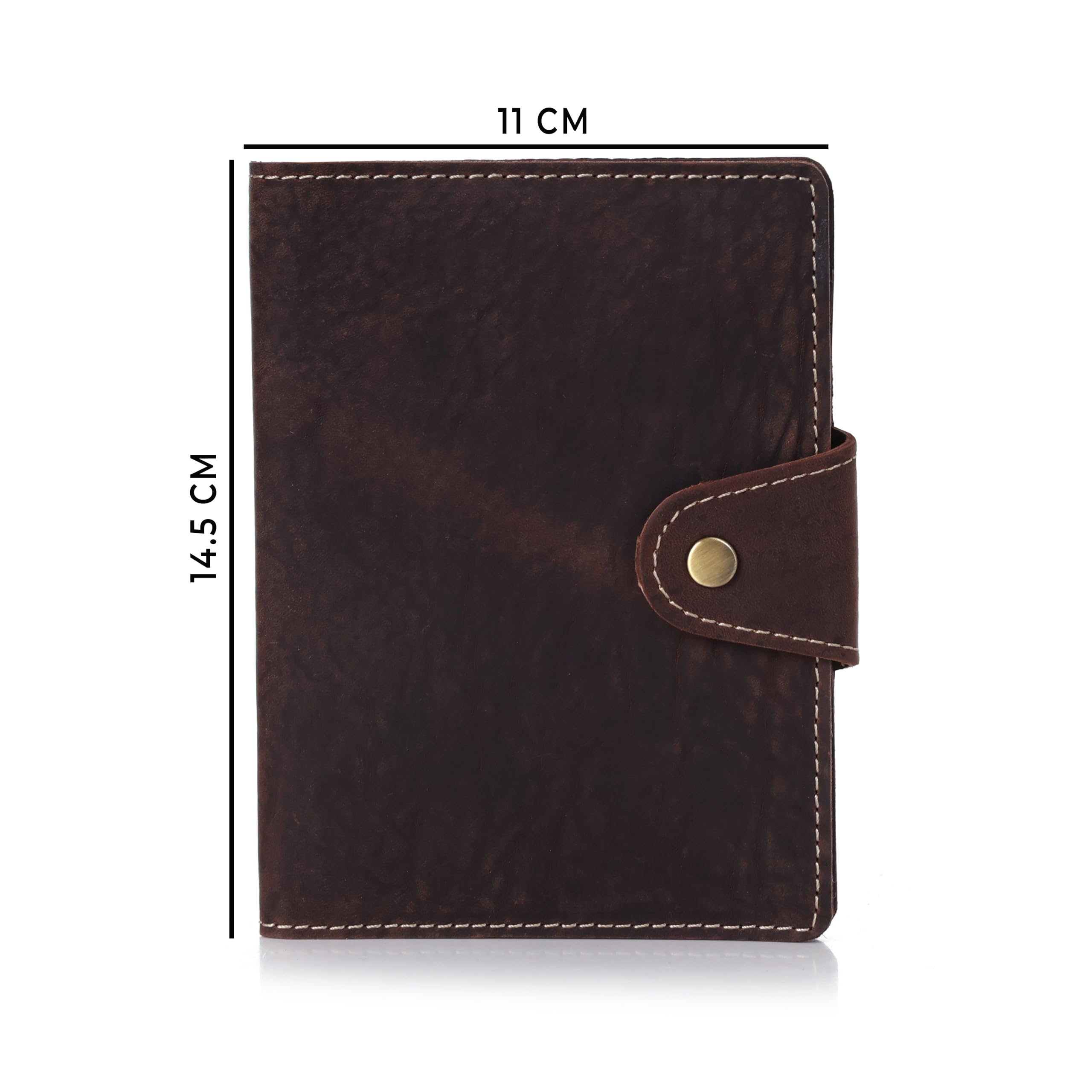 Genuine Full Grain Leather Passport Holder Minimalist RFID Travel Wallet Snap Bifold 1-2 Passport Case Credit Card Pen Slot Sim Card Holder Boarding Pass Outer Pocket 14.5 cm x 11 cm Light Brown,