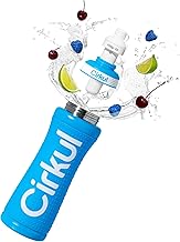 Cirkul 22oz. Blue Grip Stainless Steel Water Bottle & Sport Lid, Durable, Insulated, Protective Grip, Leakproof & Heavy Duty with Flavor Cartridge Included (FitSip Island Punch)