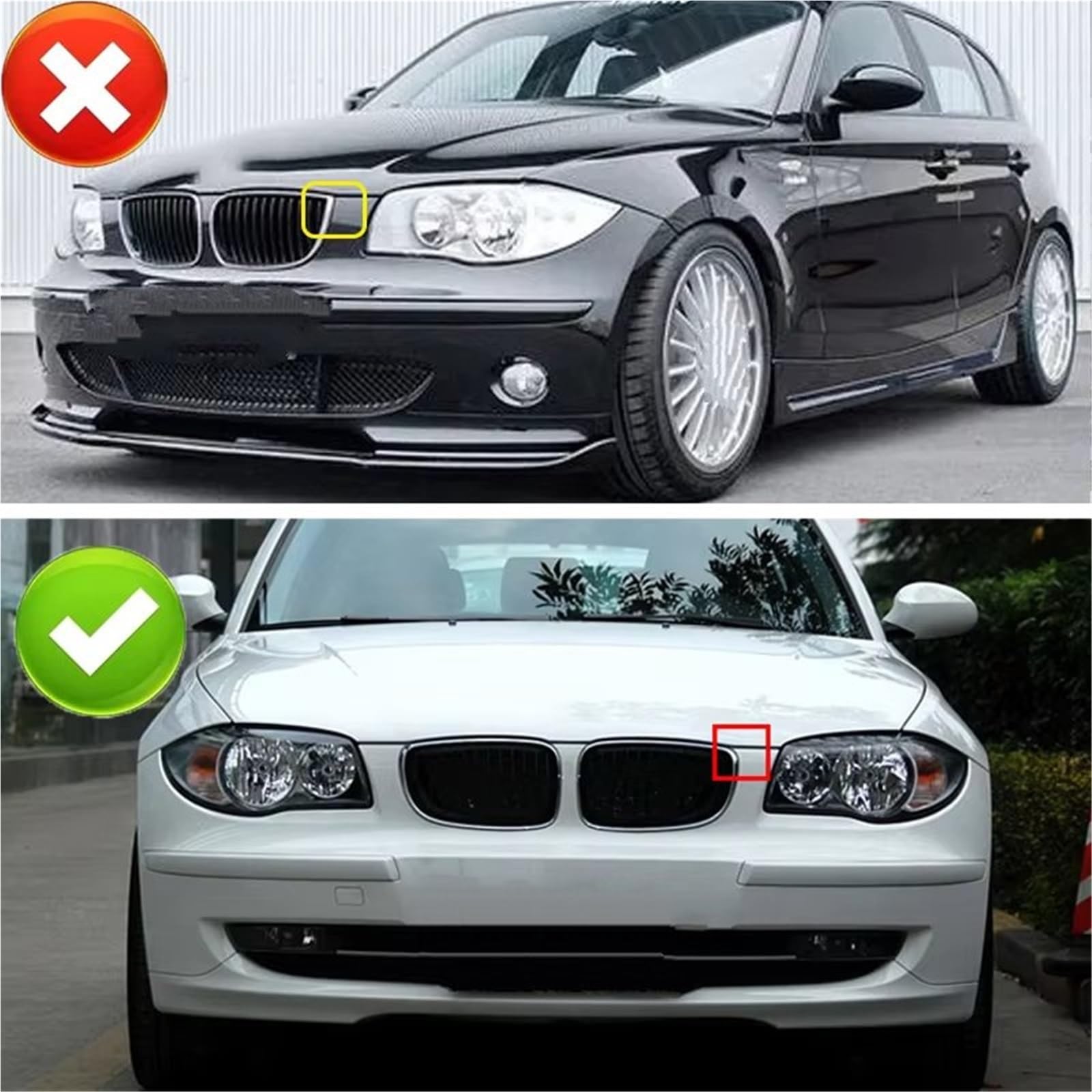 Griglia Anteriore Per BMW Serie 1 E81 E82 E87 E88 128I 130I 135I 2007-2011 Auto Griglia Rene Anteriore Paraurti Griglie Racing Griglia Principale(Nero)