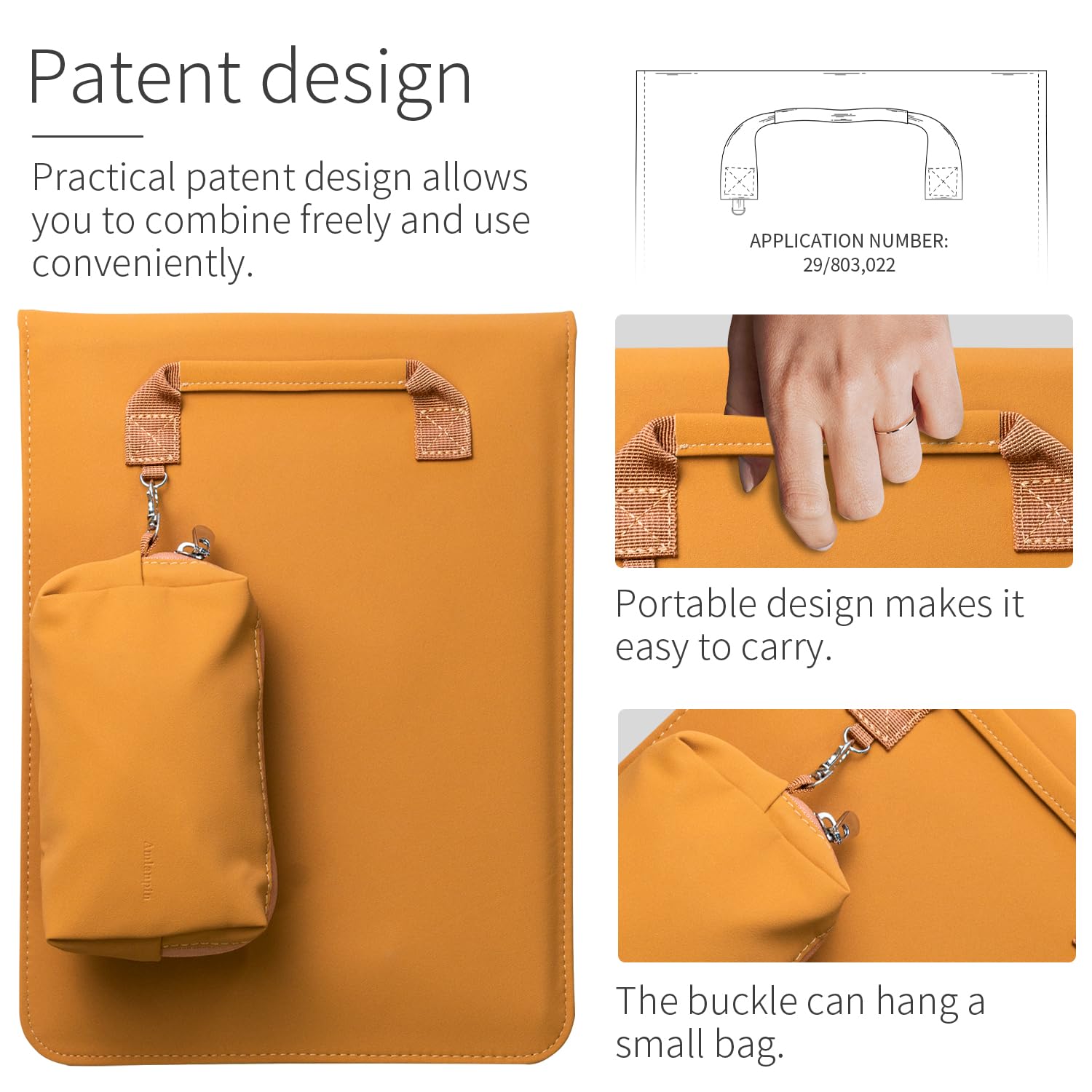 Amlanpin Custodia Per Laptop Con Manico, Impermeabile In Pelle PU, Con Tasca Accessori, Chiusura Magnetica, Per MacBook Air/Pro, Surface, Dell XPS (13-14 Pollici)