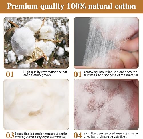 Miniatura 3 de Relleno de algodón natural de 1.5 libras, fibra de bateo cruda, algodón peinado para almohada, sofá, muñecas, relleno de algodón blanco para