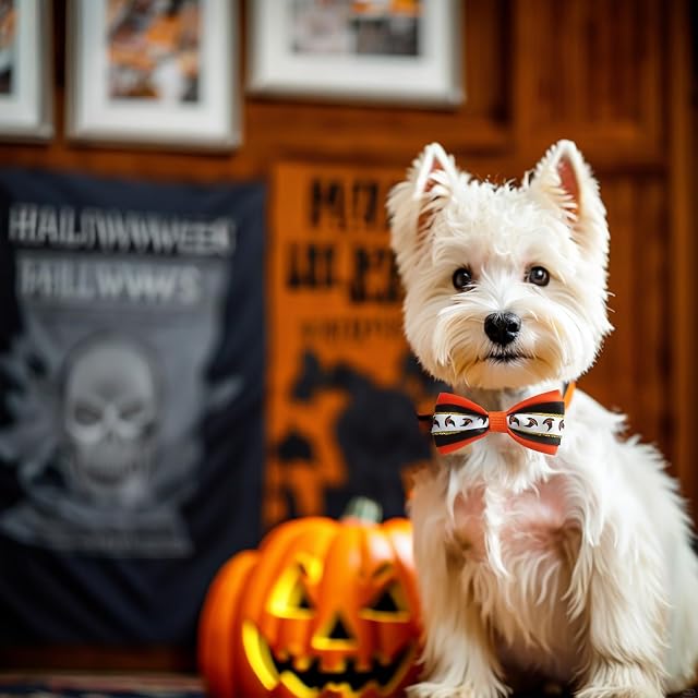 Foto 6 de 6 de BIPY Pajaritas de Halloween para mascotas, perros pequeños, gatos, cachorros, corbatas ajustables