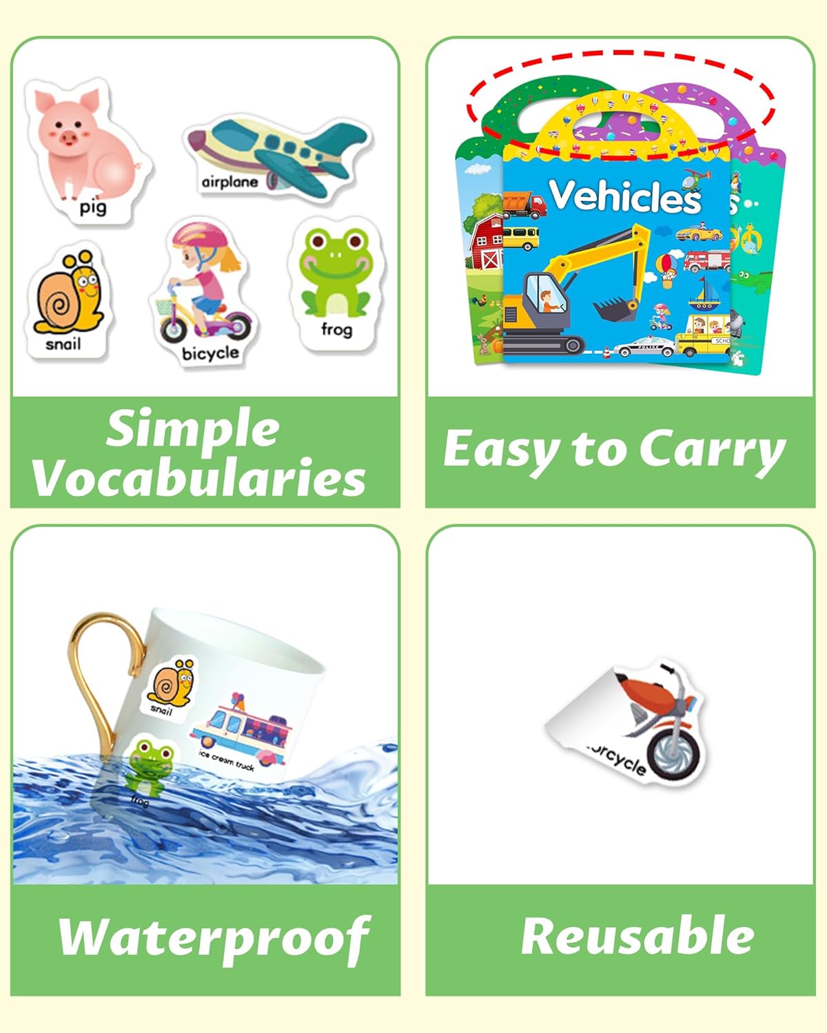 Walenced Reusable Sticker Book for Toddlers, Stickers for Kids, Toddler Sticker Book, Toddler Craft Activities, Toddler Travel Toys Boy Girl Birthday Gifts