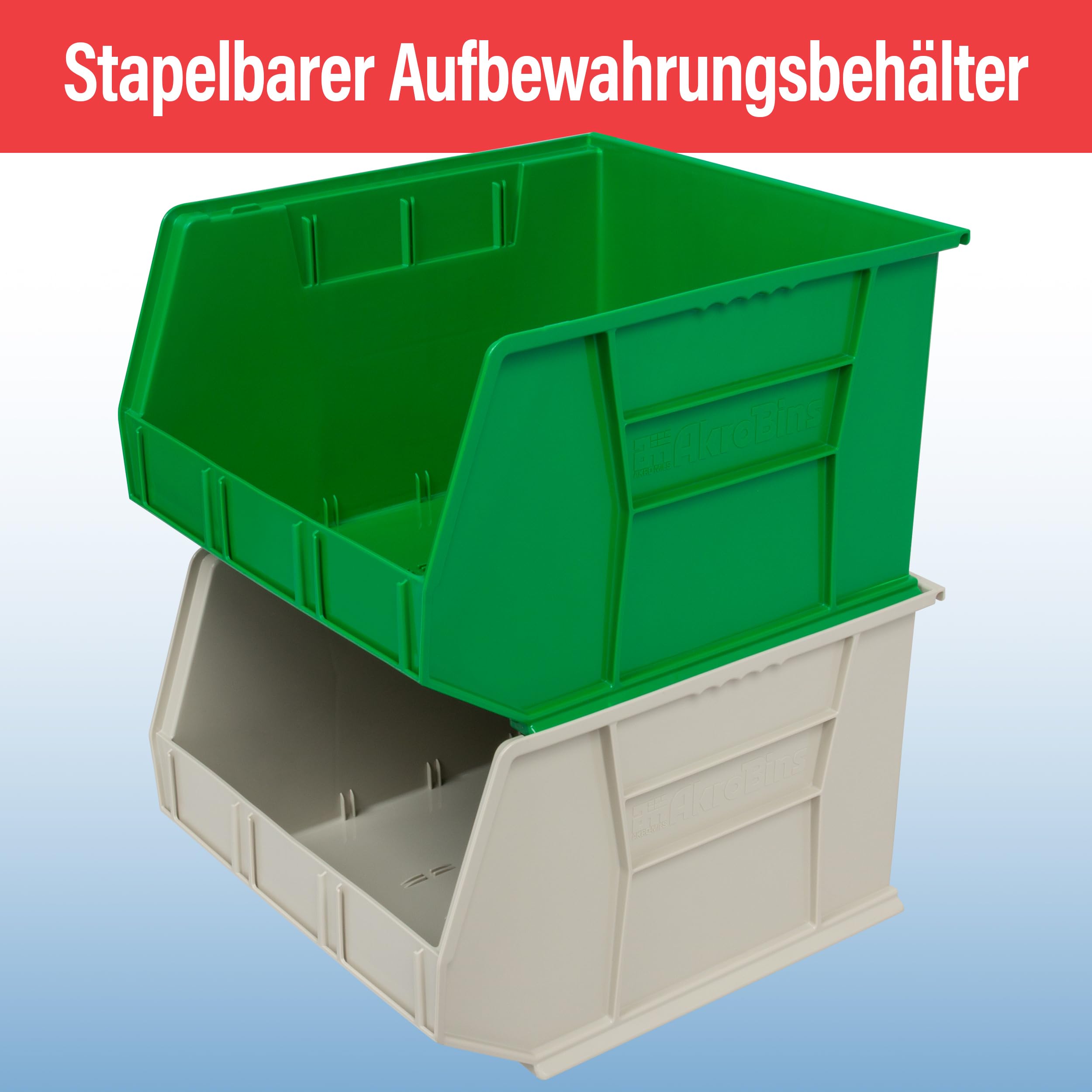 Akro-Mils Stapelbare Kunststoff-Eimer, 45,7 x 40,5 x 28 cm, 3 Stück, 30270