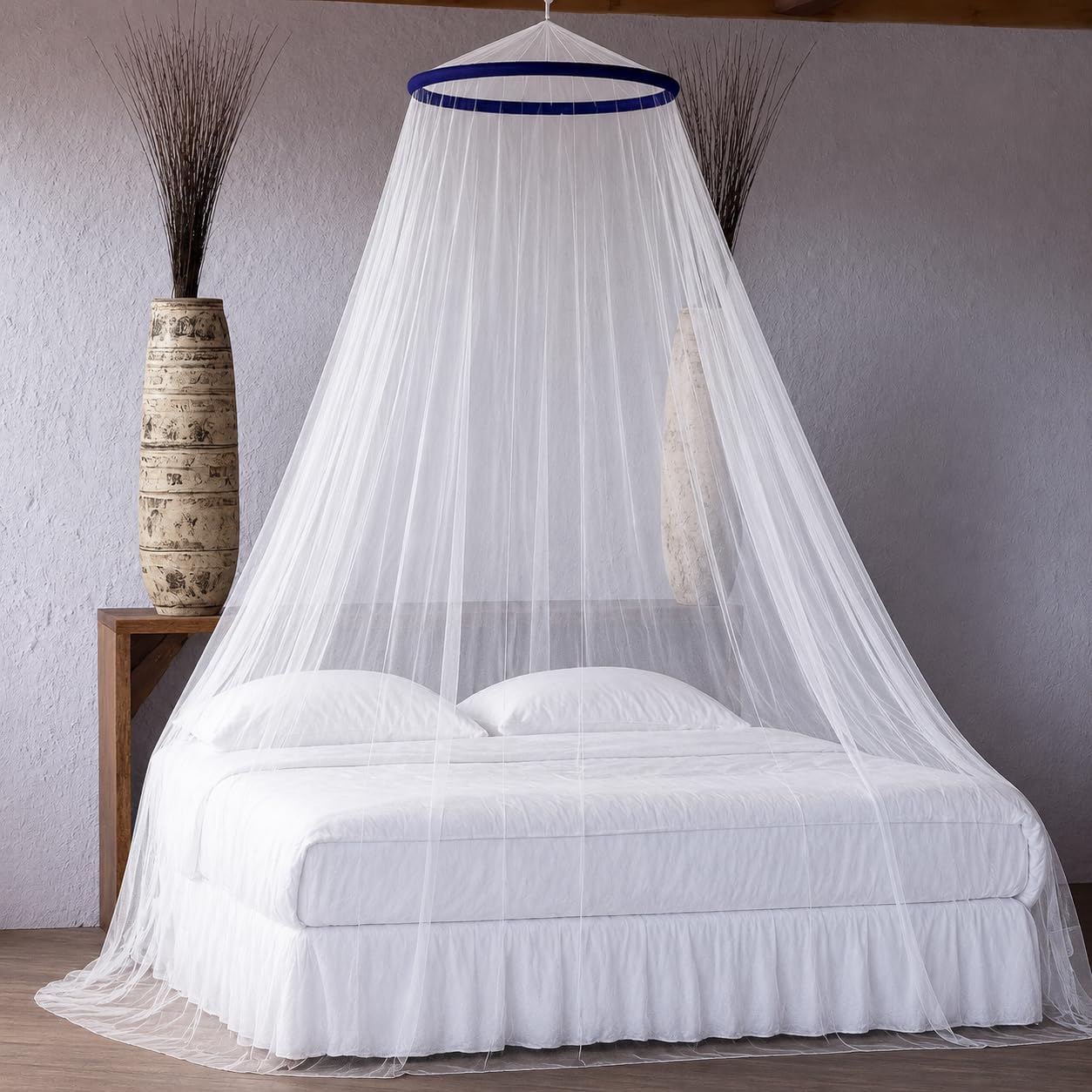 Neruti Enterprise Polyester Round Mosquito Net Canopy Circular Curtain White Insect Fly Protection for Bed-image-28