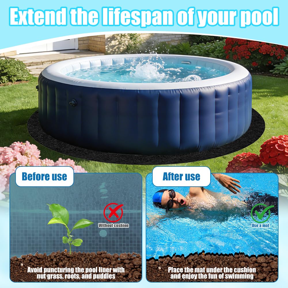 Tapis de Sol Piscine, 4 m Tapis sous Piscines Hors Sol Rond, Rembourrage sous Piscine, Tapis De Revêtement De Sol De Piscine, Antidérapant, Pliable, pour Baignoires et Piscines Hors Sol
