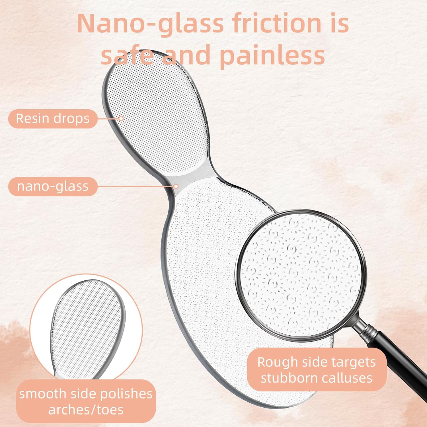 Nano Glass Foot File, 8-Shaped Glass Foot File Callus Remover Feet Scrubber Professional Pedicure Tool Heel Dead Skin Remover Pumice Stone for Women Men Hard Skin Calluses Smooth Heels Soles