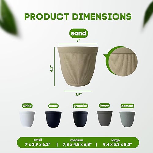 Miniatura 2 de Matri Finny - Macetas con drenaje, macetas de plástico prémium de 7 pulgadas para plantas de exterior e interior, paquete de 2 macetas de plástico,