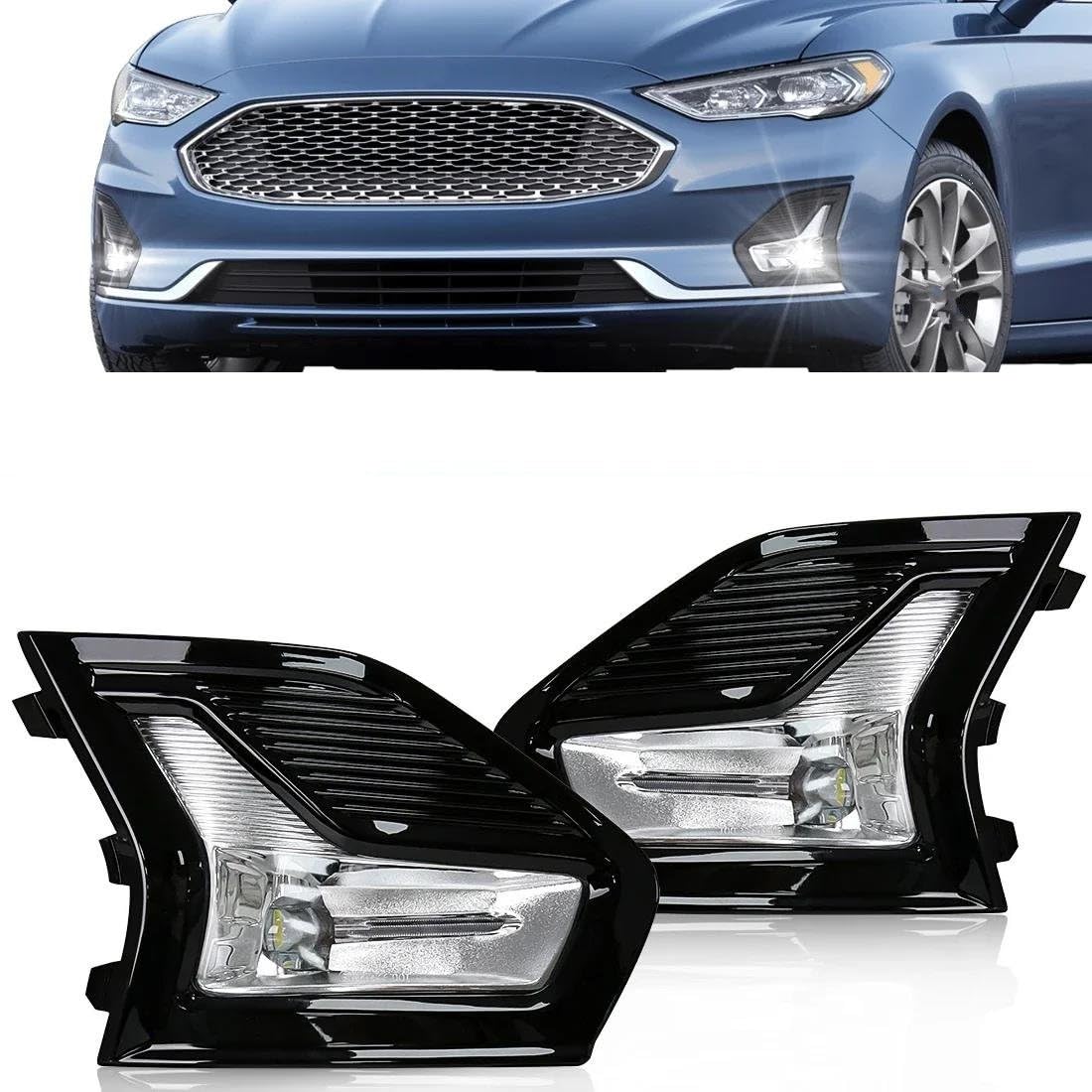for Ford for Mondeo for Fusion 2019 2020 Fog Lamps Daytime Running Light DRL Car Front Daylight Frame Wire Switch