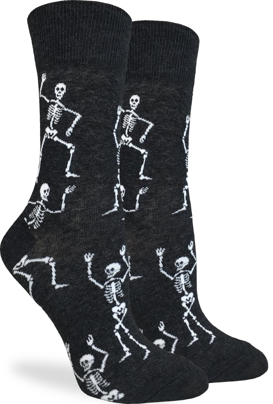 Cows in a Field Cotton Crew Socks featuring Dancing Skeleton design