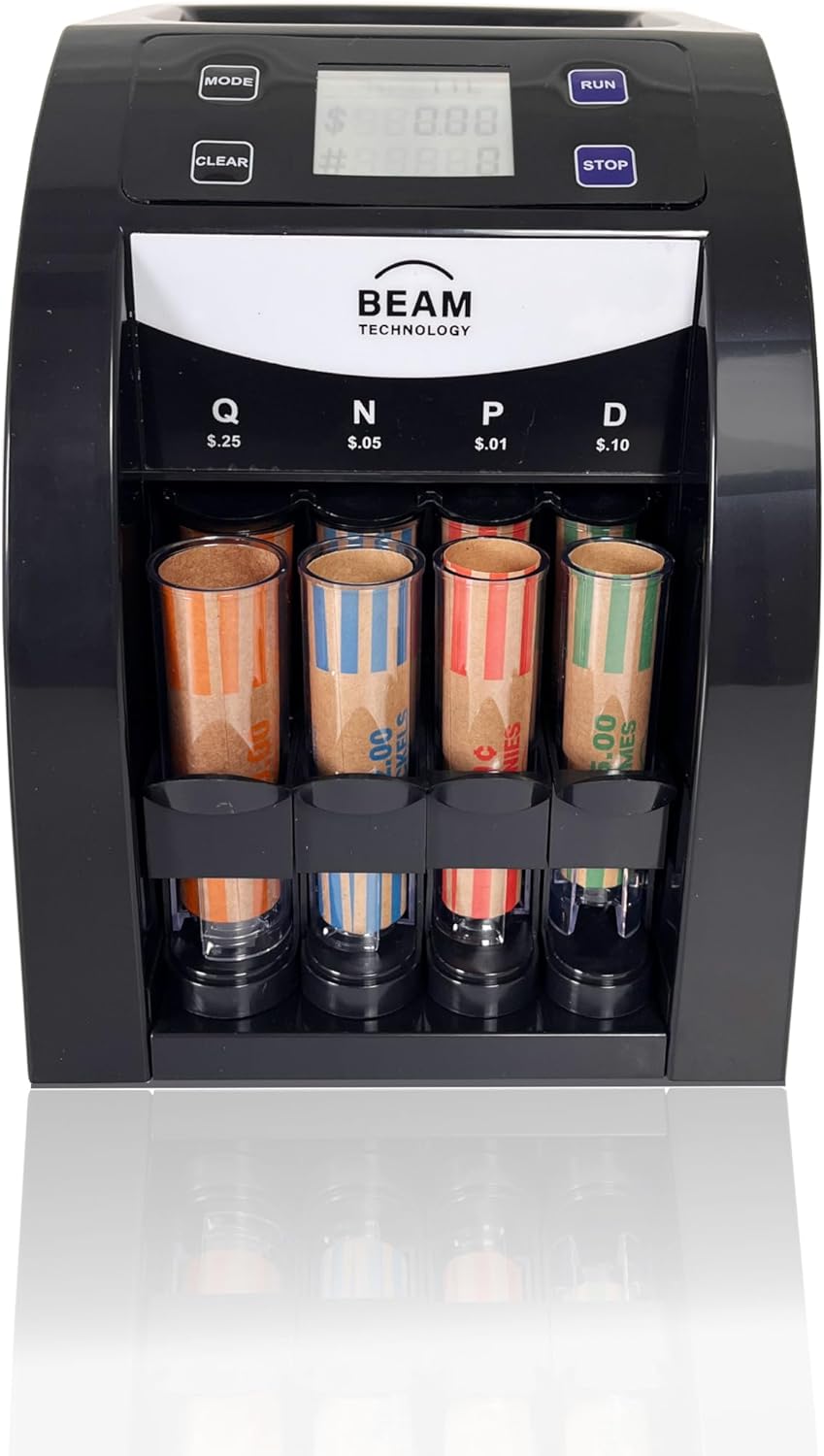 コインカウンター&ソーター、自動コインクーター、現金通貨マシン、ショップバンクレストラン用 エンゲルス コイン Beam Technology 電動 コインソーター、クイックアクセス蓋付き2列、特許取得済みのジャム防止技術、コインラッパースタータ