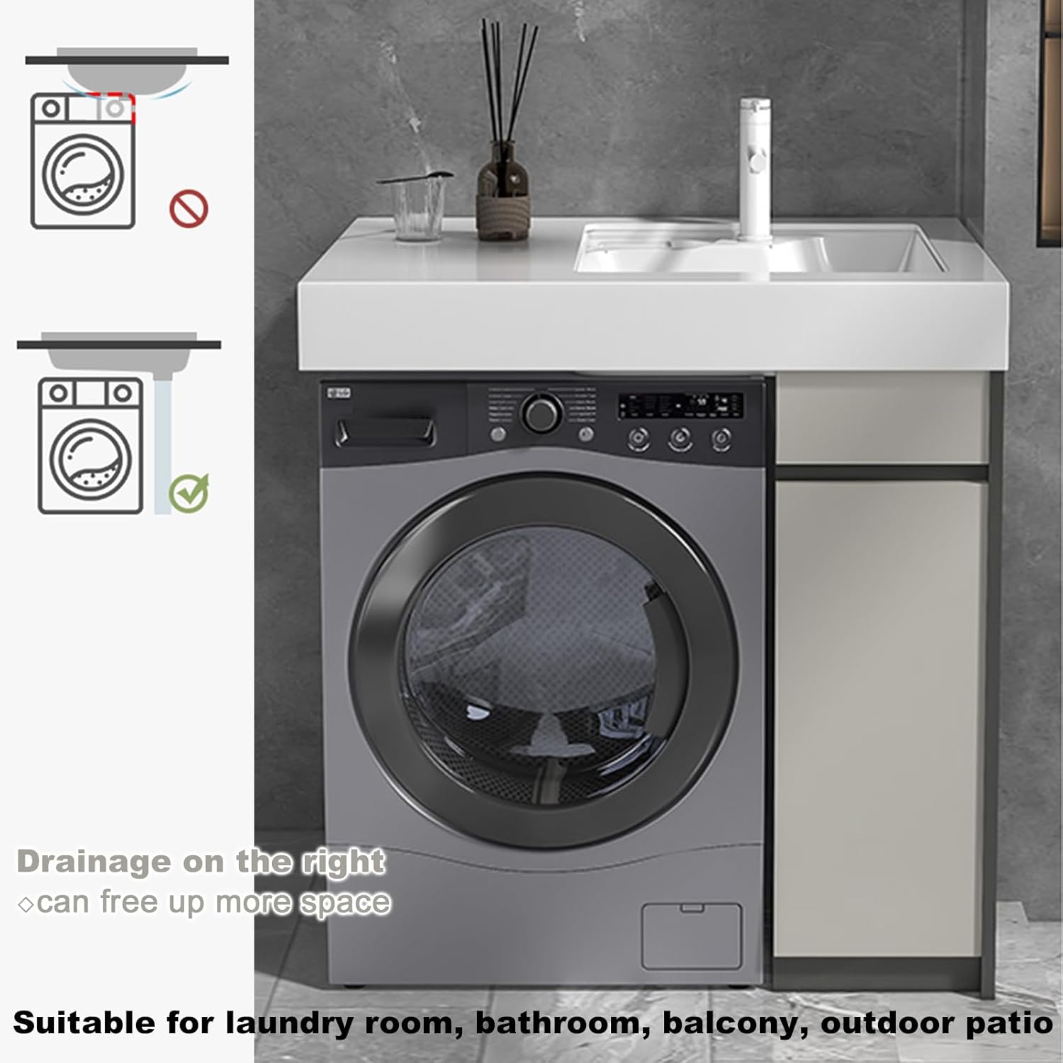 Square Vanity Bathroom Sink,Bathroom undermount Ceramic Sink wiht Washboard,Laundry & Utility Room Sinks,Comes with Drain Set and mounting Screws, Suitable for bathrooms, Laundry Rooms