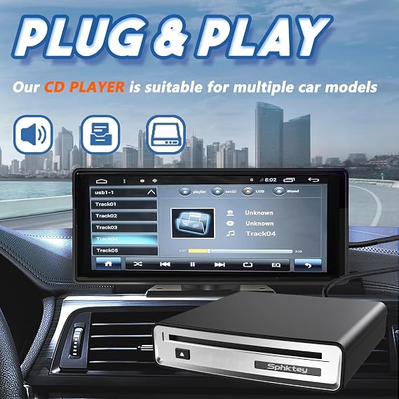 Portable CD Player for Car,Truck External Car CD Player, USB or AUX Connection,auto Players,Plug and Play,Lossless Sound Quality