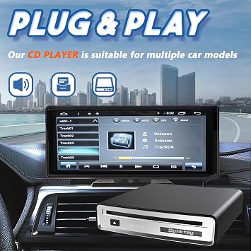 Portable CD Player for Car,Truck External Car CD Player, USB or AUX Connection,auto Players,Plug and Play,Lossless Sound Quality