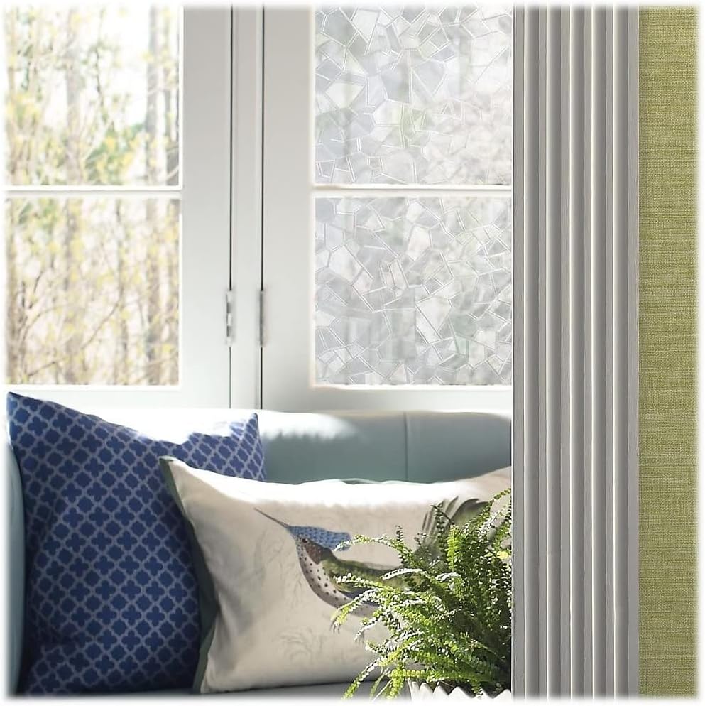 Silver Etched Glass Privacy Window Film, 25.25" x 2.5"