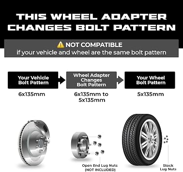 EZAccessory 4 Billet Wheel Adapters 6x135 to 5x135 Fits Ford 6 Lug F150 Hub with Lip to Hub Centric Fit Wheels From 5 Lug F150 97-03