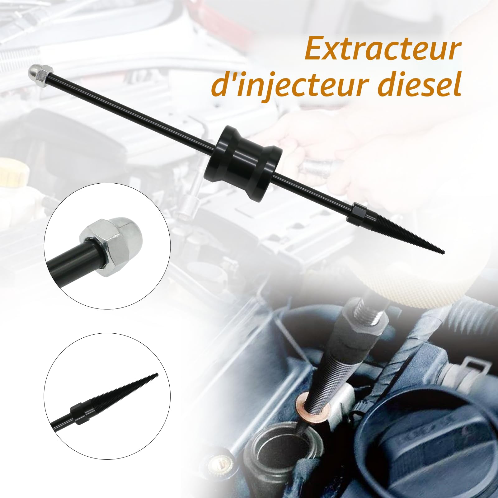Extracteur Joint Injecteur Diesel, Outil Retrait Joint Cuivre Injecteur | Acier au Carbone, il permet de démonter rapidement les joints d'étanchéité sans endommager la culasse，Pour espaces étroits