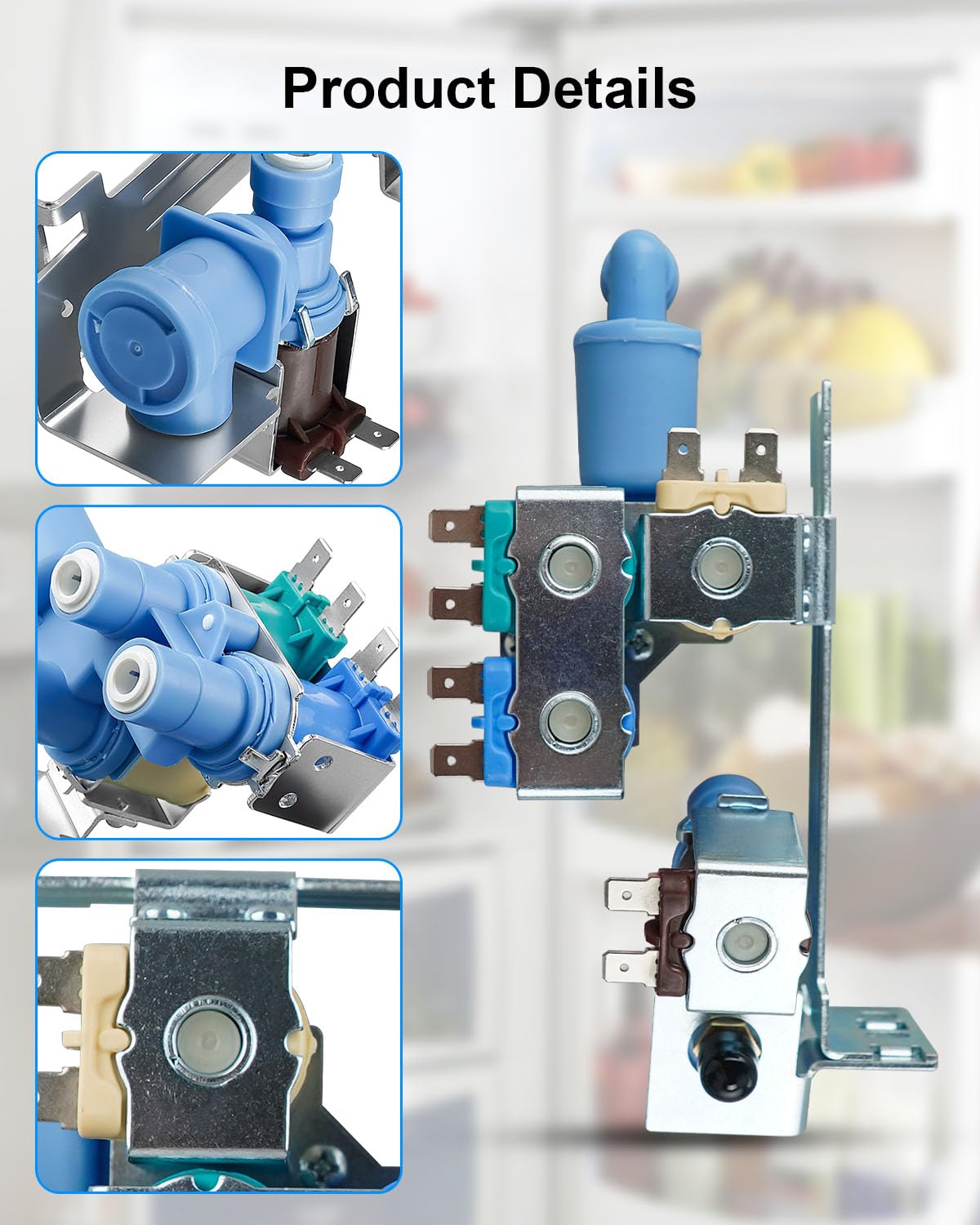 Upgraded 242253002 242102201 Water Inlet Valve Fit for Frigidaire Kenmore Electrolux Crosley Refrigerator, Refrigerator Ice Maker Water Inlet Valve Replace 2689640 AP5669874 PS7321353 EAP7321353