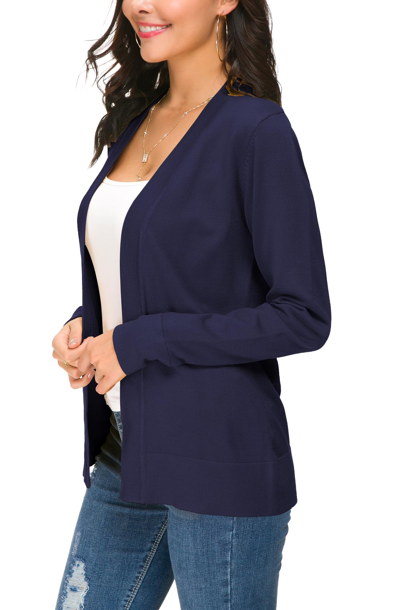 EXCHIC Femmes Manches Léger Manches Longues Devant Ouvert Tricoté Cardigan Gilets