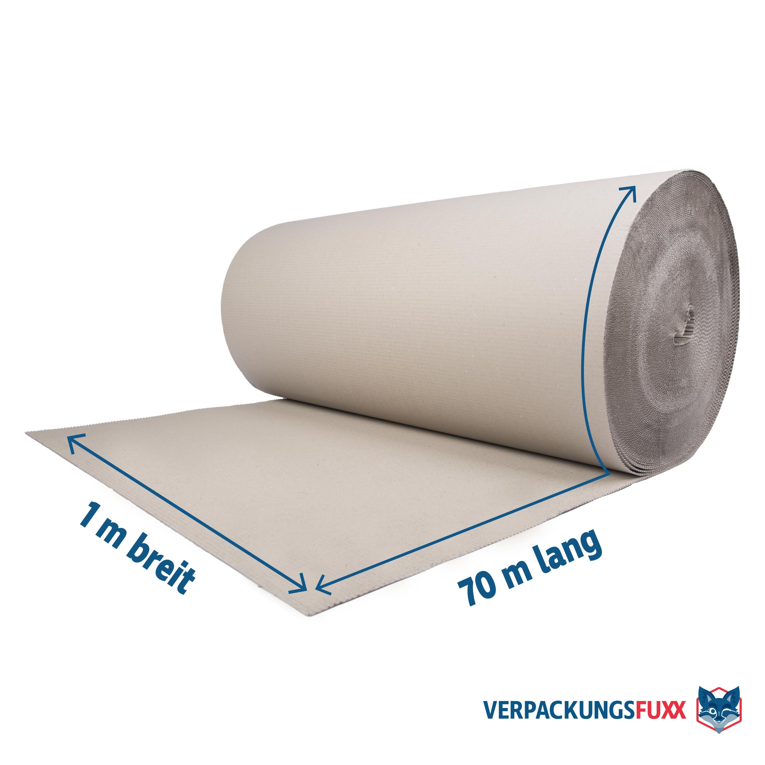 Wellpappe Rolle 1 m x 70 m | Rollenwellpappe für Versand & Lagerung | Vielseitig einsetzbar | Umweltfreundliches & recyclebares Verpackungsmaterial