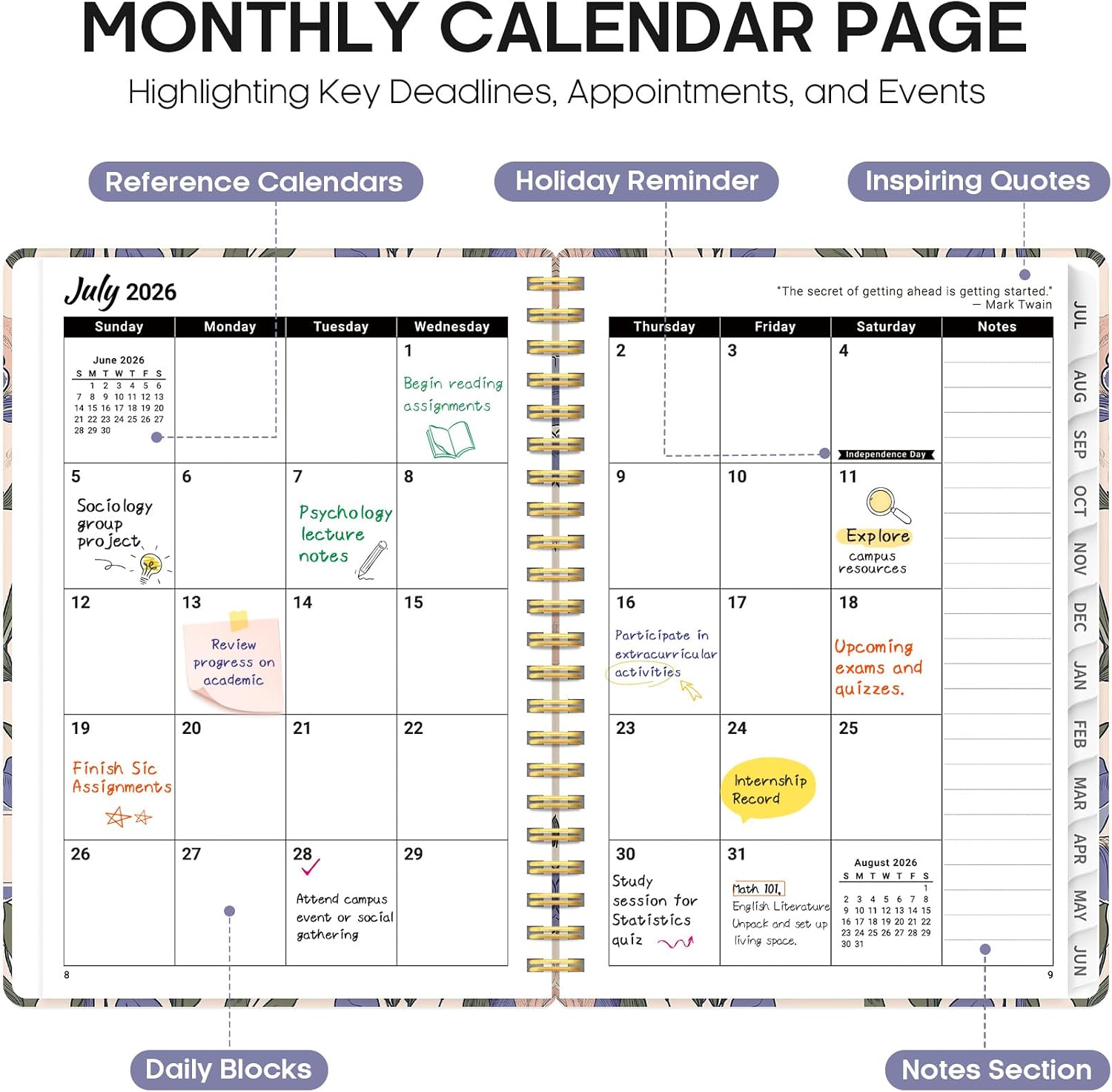 Academic Planner 2026-2027, Monthly & Weekly Jul 2026-Jun 2027 Planner image 2
