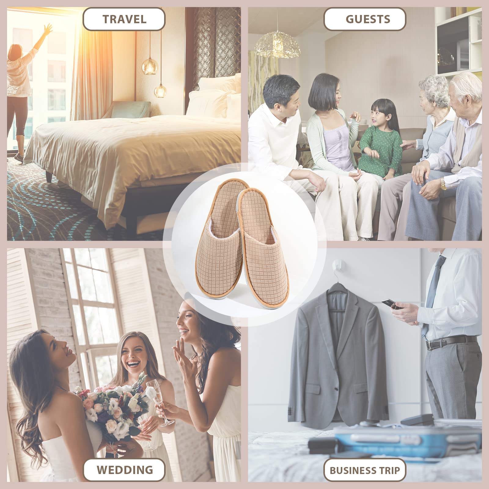 Anmerl 10 Paia Ciabatte Monouso per Hotel Ospiti, Pantofole Lavabili Antiscivolo in Cotone Spesso, Morbide e Confortevoli per Casa, Viaggio, Spa, Commerciale