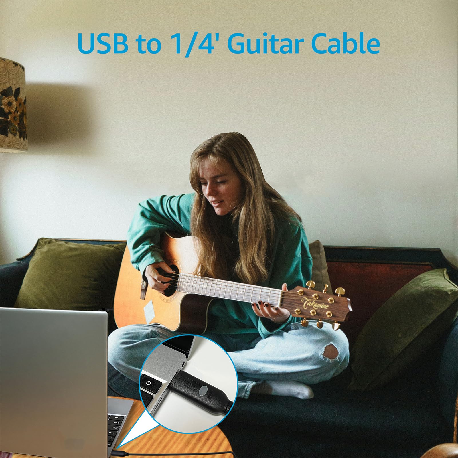 DSD TECH SH-AU20B USB zu 6.35mm Aufnahme-Audiokabel Unterstützt 96Khz 24Bit Sampling Rate