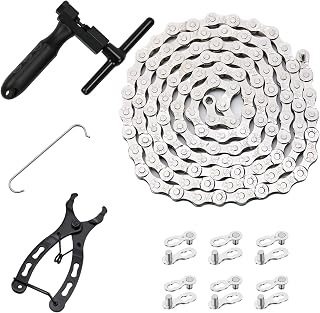 RUBY.Q 6/7/8 Speed Bike Chain Repair Kit - Chain Breaker, Link Plier, Hook & 6 Pairs Reusable Quick Links for MTB & Road Bikes