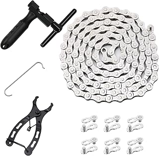 Bike Chain Kit, 6/7/8 Speed Multi-Function Bike Mechanic Repair Kit, Chain Breaker and Bike Link Plier with Hook and 6 Pairs Bicycle Buckle, Reusable