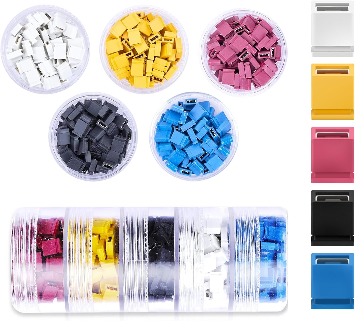 CQRobot 500 Pieces Standard Computer Jumper Caps Header Pin Shunt Short Circuit 2-Pin Connector Close Top 2.54mm. for Arduino Raspberry Pi PCB PC DVD HDD Motherboard Shorting and Other Project.