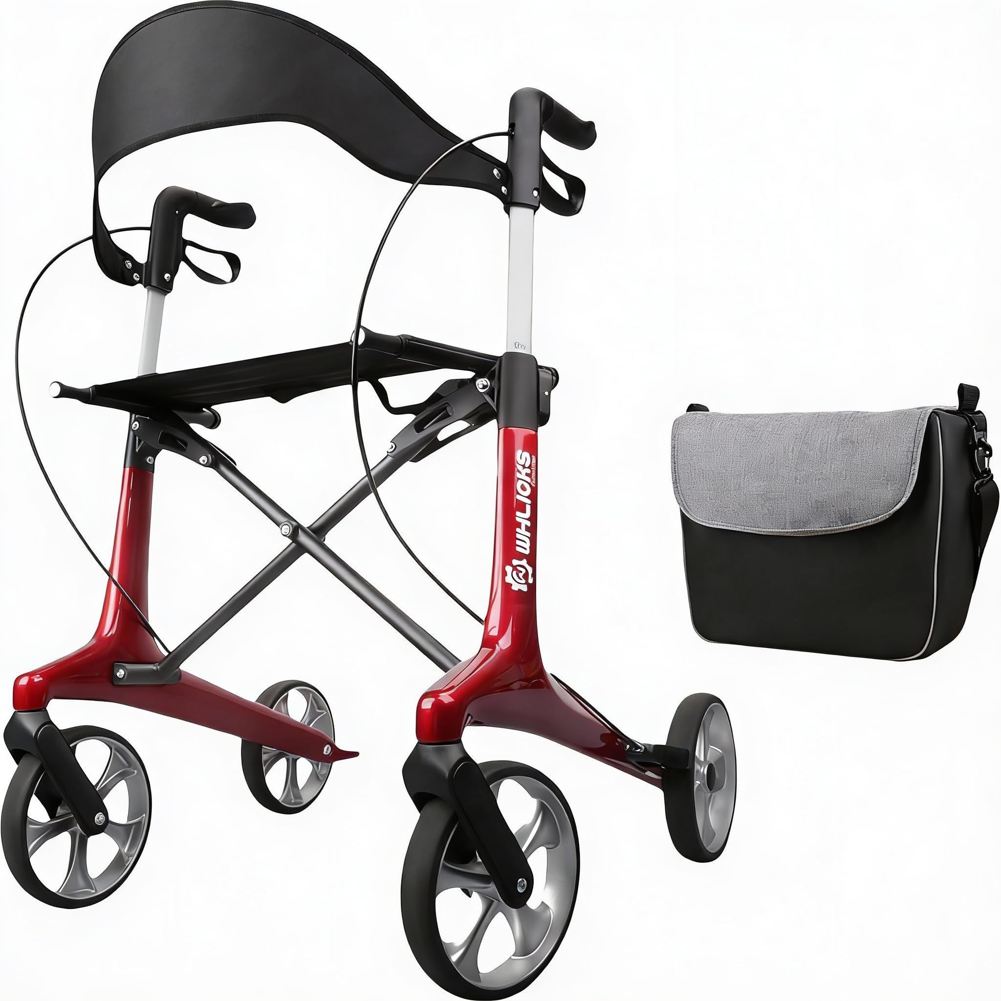 Carbon Rollator Faltbar und Leicht mit Sitz, Rollatoren Leichtgewicht Ultraleicht 5.9 kg, Indoor & Outdoor Gehhilfe für Senioren, Höhenverstellbar und Klappbar Rollator für Kofferraum