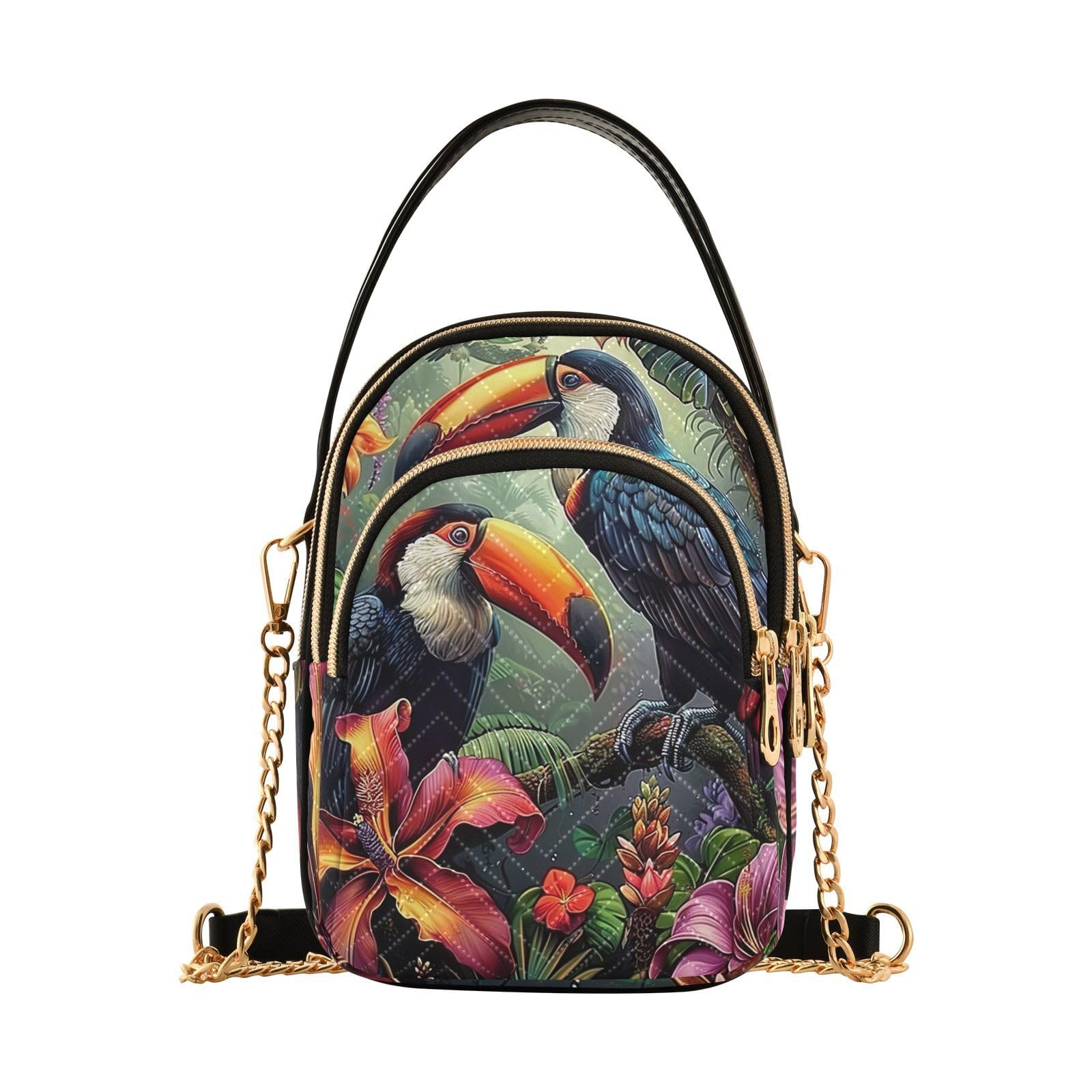 UMIRIKO Toucan Bird Flower Small Crossbody Bags for Women Adjustable Strap Purses Travel Handbags 20854765