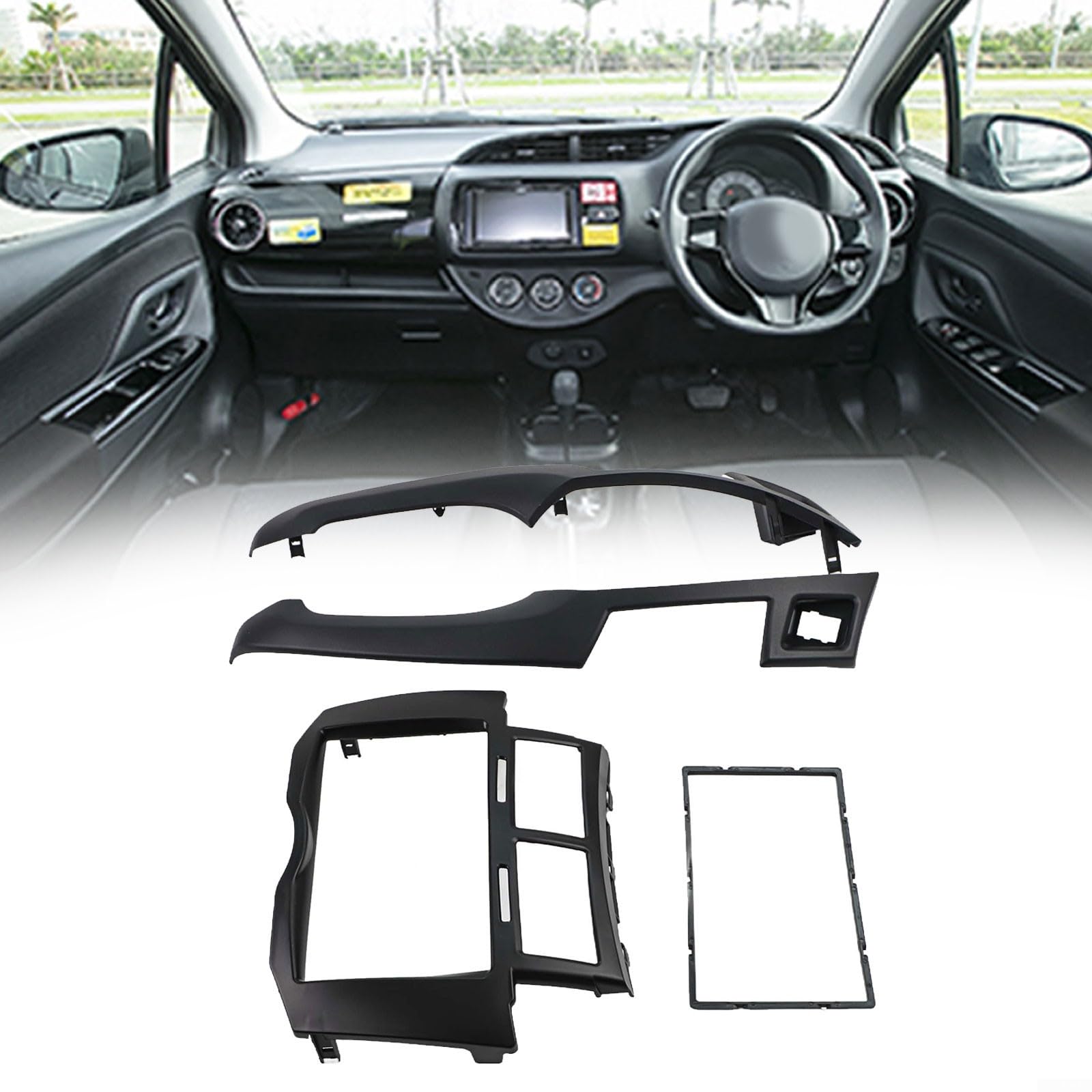 Adattatore Cruscotto Auto per Yaris 2005-2011 per facile Adattatore(Frame+Antenna Set) | Compatibile per yaris per vitz Platz 05-11, finitura nera elegante, installazione rapida modifiche