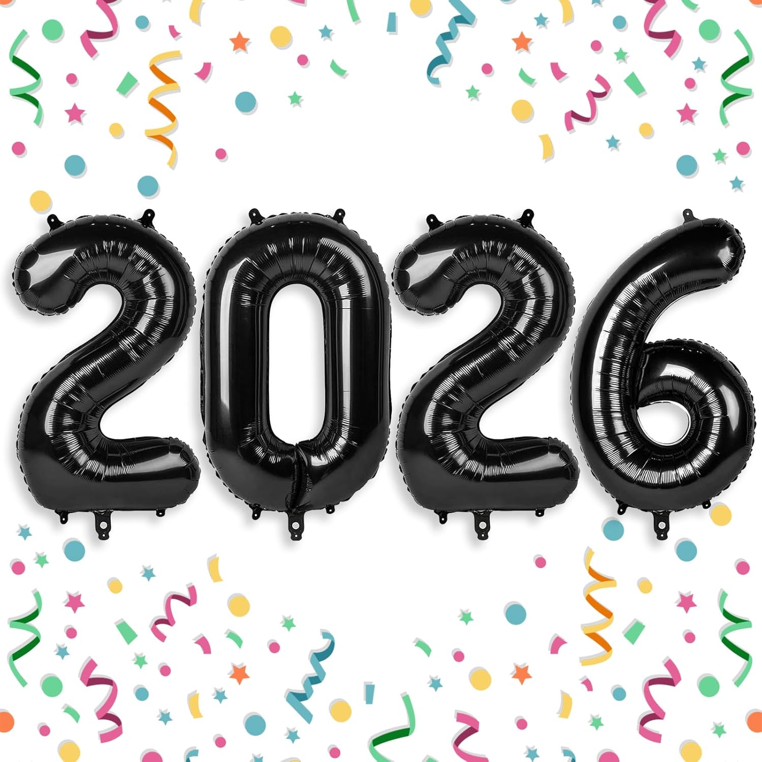 2026 Balloons Black 2026 Balloon Numbers - 40 Inch Happy New Year Foil Balloons 2026 for New Year Eve Party Supplies Birthday Graduation Anniversary Decorations